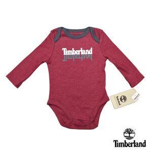 Timberland Rust Logo Long Sleeve Bodysuit Onesie Unisex Baby 0-3M
